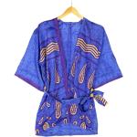 Robes en soie bleues à motif paisley look hippie pour femme 