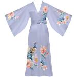 Peignoirs Kimono violets à fleurs en satin Taille XS look asiatique pour femme 