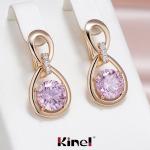 Boucles d'oreilles pendantes de mariée violettes en or rose look fashion pour femme 