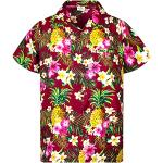 Chemises hawaiennes tropicales en polyester à motif ananas à manches courtes Taille XL look casual pour homme 