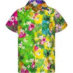 Chemises hawaiennes tropicales en polyester à motif ananas à manches courtes Taille XS look casual pour homme 