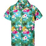 Chemises hawaiennes turquoise en polyester Taille XL look casual pour homme 