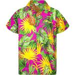 Chemises hawaiennes roses en polyester à manches courtes Taille 4 XL look casual pour homme 