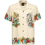 Chemises hawaiennes King Kerosin beiges à manches courtes Taille 4 XL look Pin-Up pour homme 