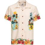 Chemises hawaiennes King Kerosin blanches bio à manches courtes Taille L look Pin-Up pour homme 
