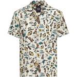 Chemises hawaiennes King Kerosin blanches bio à manches courtes Taille XL look Pin-Up pour homme 