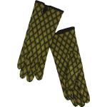 King Louie Gants pour femme « Glove Magnet » Jacquard losanges gants en tricot fin, vert/noir, M
