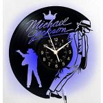 KingLive Michael Jackson Rock Horloge murale à LED en forme de disque vinyle 30,5 cm Rétro-éclairage LP moderne Art Décoration de nuit Style Space Step Motif Moonwalk 7 couleurs