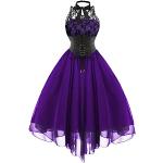 Robes de bal longues de mariée violettes à fleurs en dentelle sans manches Taille XXL look gothique pour femme en promo 