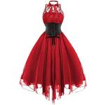 Robes de bal longues de mariée rouges en tulle sans manches Taille XL look gothique pour femme en promo 