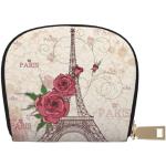 Porte-cartes bancaires roses en cuir Tour Eiffel look fashion 