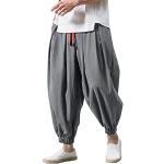 Pantalons de randonnée bleues foncé à carreaux stretch Taille 3 XL plus size look asiatique 