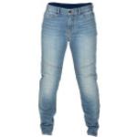 Jeans bleues claires en cuir tapered stretch look casual pour femme 