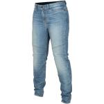 Jeans bleues claires en cuir tapered stretch look casual pour femme 