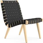 Chaises en bois Knoll International noires en coton à motif USA avec accoudoirs scandinaves en promo 