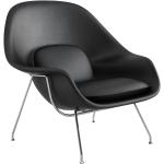 Knoll International Womb Chair Relax - Fauteuil en cuir chrome noir support en chrome