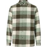Knowledge Cotton Apparel - Chemise en coton organique - Regular Fit Checkered Shirt Green Check pour Homme en Coton - Taille L - Kaki