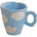 Tasses cappuccino bleues en céramique à motif fleurs 