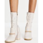 Mocassins à talon Koi Footwear blancs à talons carrés à fermetures éclair Pointure 40 look casual pour femme en promo 