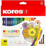 Crayons de couleur Kores multicolores en lot de 50 