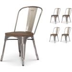 Chaises en bois marron en bois massif en lot de 4 modernes 