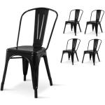 Chaises noires en métal empilables en lot de 4 industrielles 