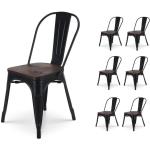 Chaises en bois marron en bois massif en lot de 6 modernes 