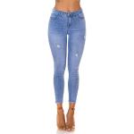 Jeans skinny Koucla bleus à franges stretch Taille L look fashion pour femme 