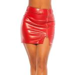 Koucla Mini jupe aspect cuir aspect cuir avec fermeture Éclair, rouge, M