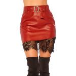 Minijupes Koucla rouge bordeaux en cuir synthétique minis Taille M look fashion pour femme 