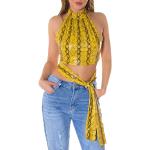 Tops dos-nu Koucla jaunes en cuir synthétique à motif serpents Tailles uniques look fashion pour femme 