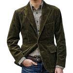 Blazers en cuir d'automne verts à carreaux en velours à manches longues Taille XXL look fashion pour homme 