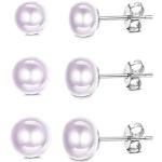 Boucles d'oreilles en perles violettes en argent à perles à motif papillons look fashion pour femme 