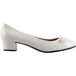 KRISP Ballerines Talon Nœud Chaussures Femme Habillées Vernis Chic Mode, Blanc, 38 EU (5 UK), 4241-WHT-5