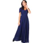 Robes de soirée longues Krisp bleues en polyester à motif papillons à épaules dénudées Taille XL look fashion pour femme 