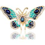 Broches bleues en cristal à motif papillons de mariage look fashion pour femme 