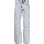 Jeans droits Ksubi bleues claires à franges à motif New York W24 L27 pour femme en promo 