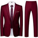 Pantalons de costume de mariage rouge bordeaux en viscose Taille M look fashion pour homme 