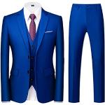 Costumes trois pièces de mariage bleus en viscose Taille S look business pour homme 