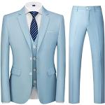 Costumes trois pièces de mariage bleu ciel en viscose Taille XS look business pour homme 