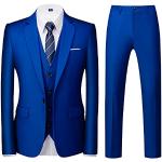 Pantalons de costume de mariage bleus en viscose Taille 3 XL look fashion pour homme 