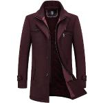 Cabans zippés rouge bordeaux en laine coupe-vents respirants Taille XXL look fashion pour homme en promo 