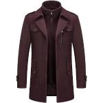 Cabans zippés rouge bordeaux en laine coupe-vents respirants Taille XL look fashion pour homme en promo 
