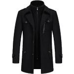 Cabans zippés noirs en laine coupe-vents respirants Taille M look fashion pour homme en promo 