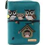 KukuBird 33D Owl Family Tree House Pattern Medium Ladies Purse Clutch Wallet, 33 BLUE, LARGE