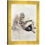 Kunst für Alle 'Encadré Image de Eugène Delacroix Seated Arab, d'art dans Le Cadre de Haute qualité Photos Fait Main, 30 x 40 cm, Or Raya