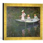 Cadres photos Kunst für Alle dorés à motif bateaux Claude Monet 30x40 