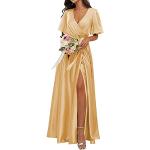 Robes en soie dorées en mousseline Taille L look fashion pour femme 
