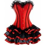 KUOSE Moulin Rouge Robe de corset gothique avec jupe en dentelle Taille S à 6XL - Rouge - 38