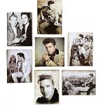 KUSTOM ART Lot de 7 aimants (aimants) série acteurs célèbres Elvis Presley, James Dean, Marilyn Monroe Vintage à collectionner. Impression sur bois 10 x 6 cm et 8 x 8 cm